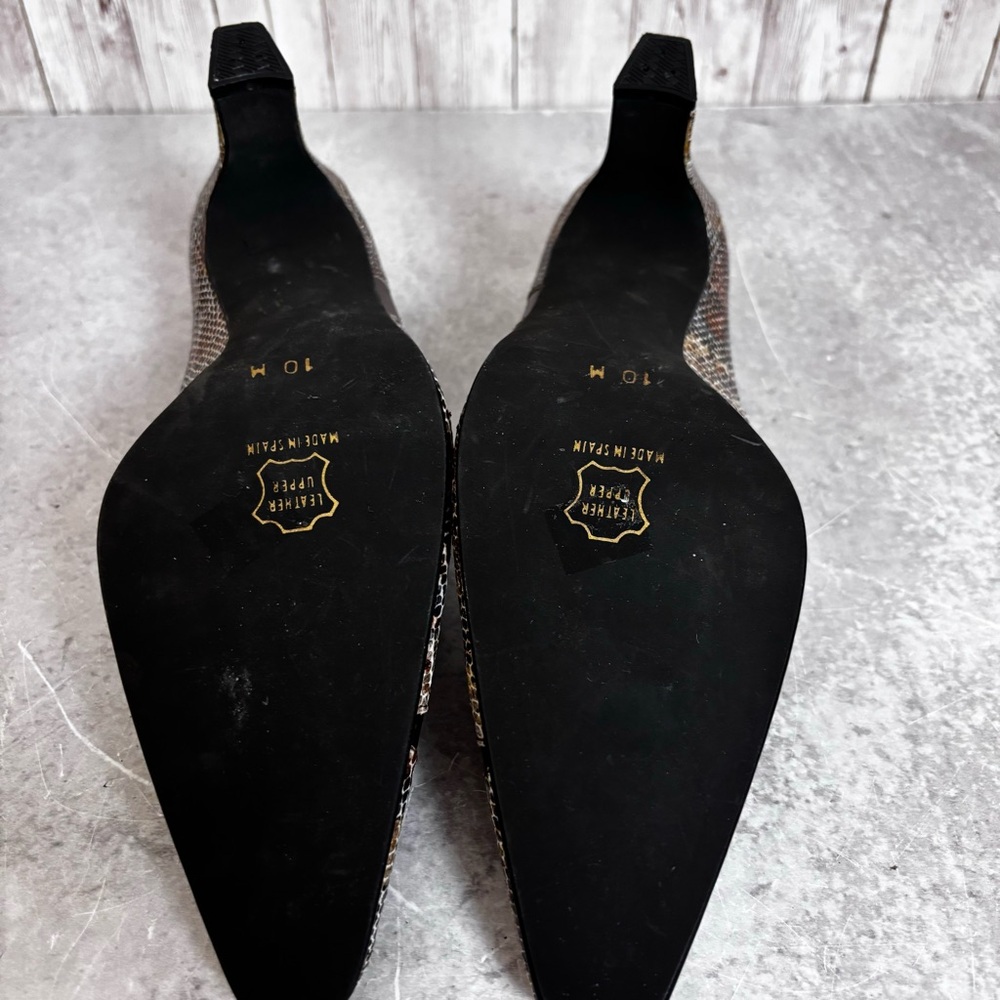 Vintage M. Jerrold by Margaret J. Brown Snakeskin Geometric Spain Pumps Size 10 - Picture 7 of 7